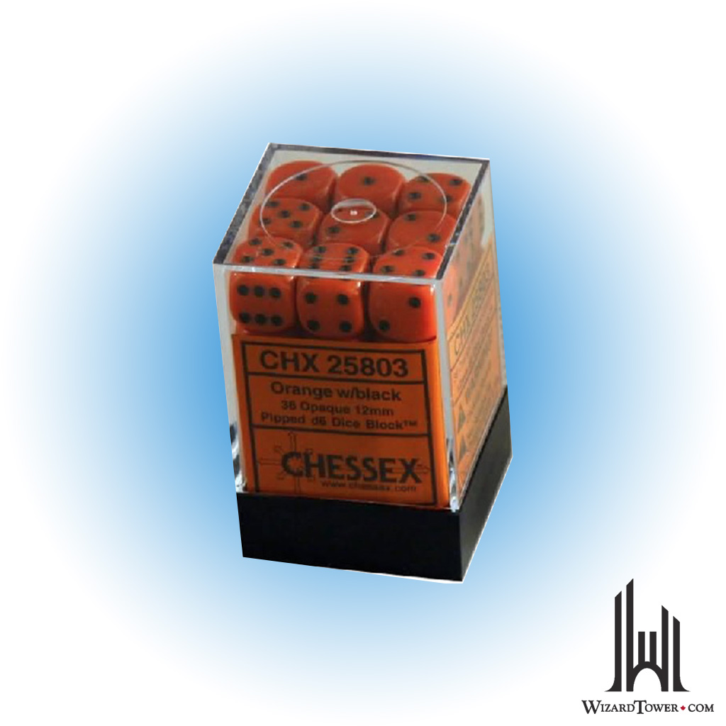 Opaque - 12mm Dice Block - Orange / black